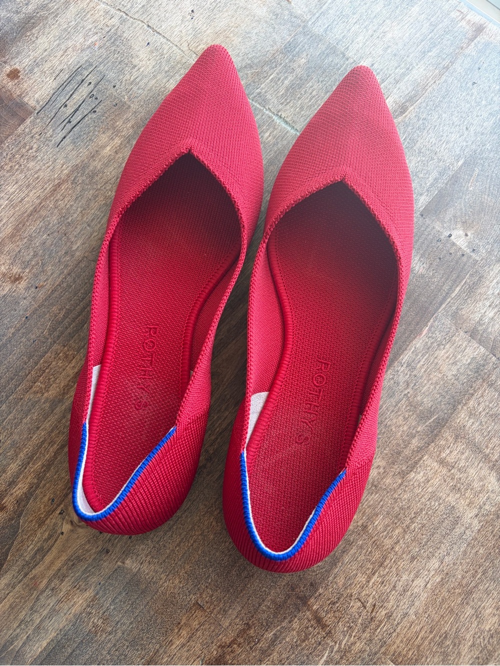 Rothy's Red Pointed Knit Flats